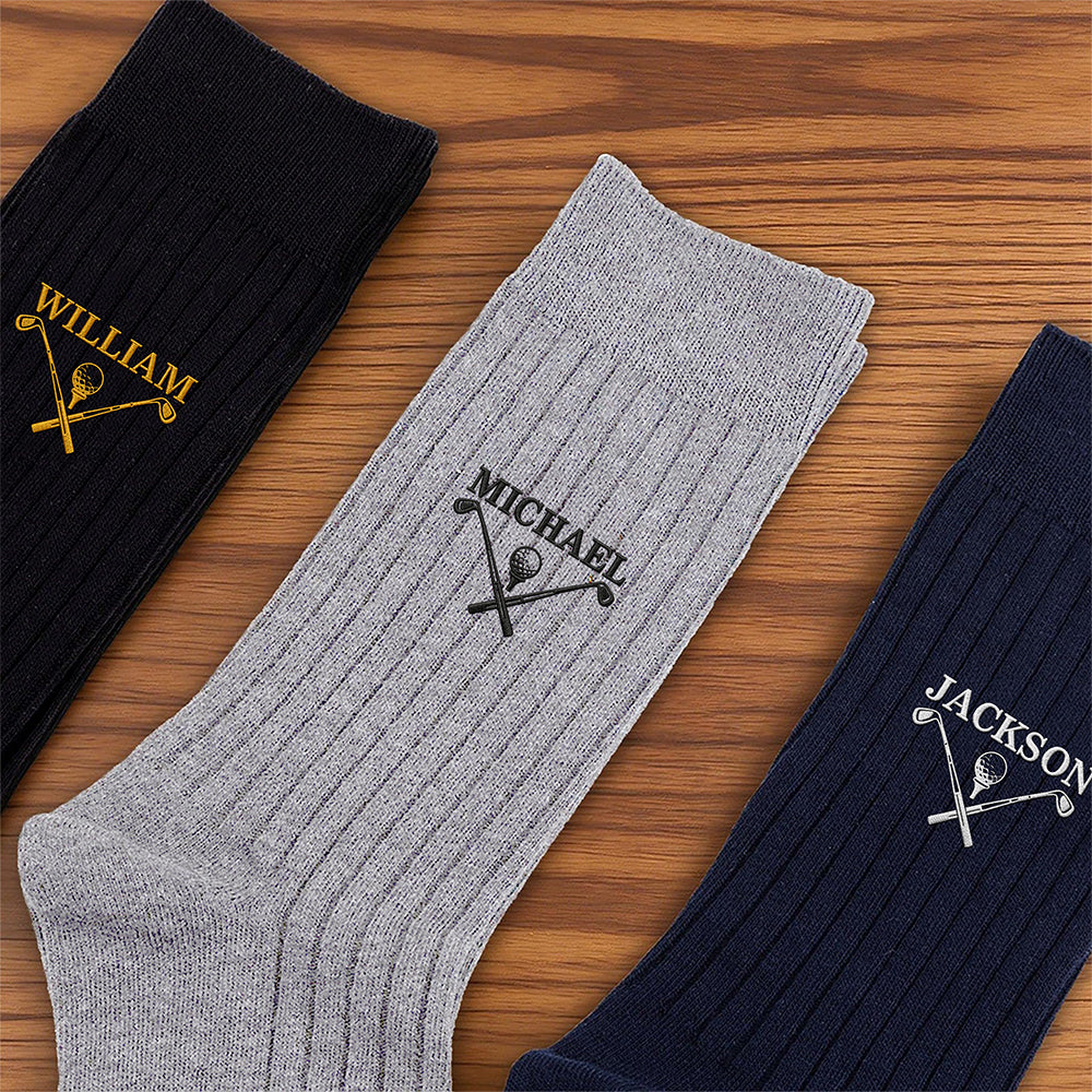 Personalized Name Golf Embroidered Socks Golfer Gift, Golf Accessories for Men CH07 180326