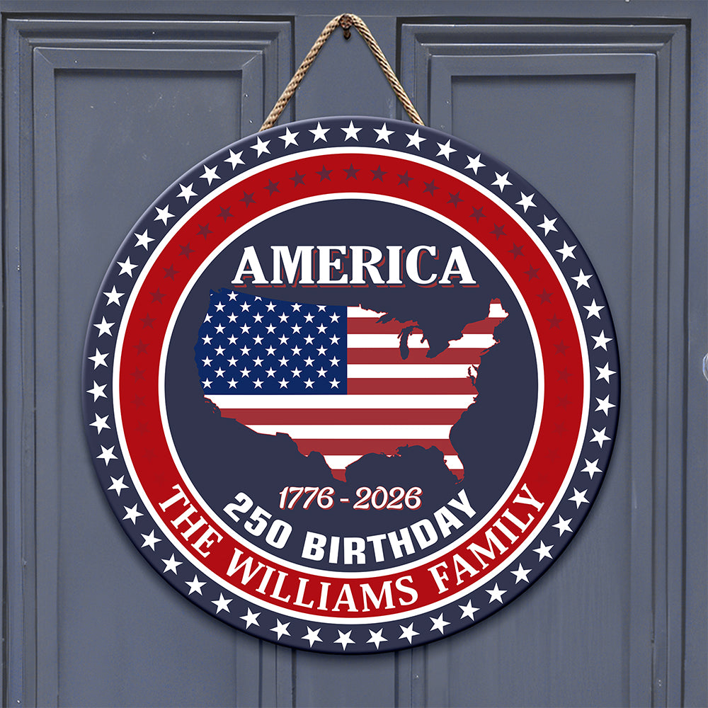 Custom Name America 250 Birthday 1776-2026 Personalized Door Sign HA75 898482