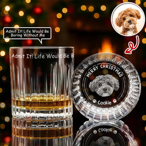 Custom Photo Christmas Would Be Boring Without Me Christmas Vertical Lines Whiskey Glass TH10 894501