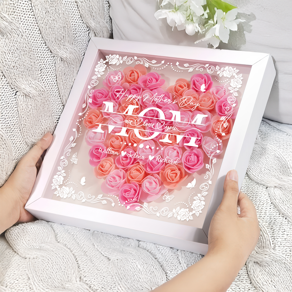 Custom Photo Mom We Love You Heart Flower Shadow Box HO82 893614