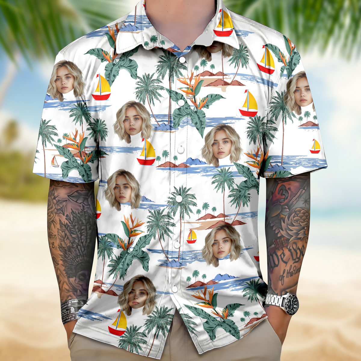 Custom Human Face Tropical Summer Vibe Hawaii Shirt LM32 893339