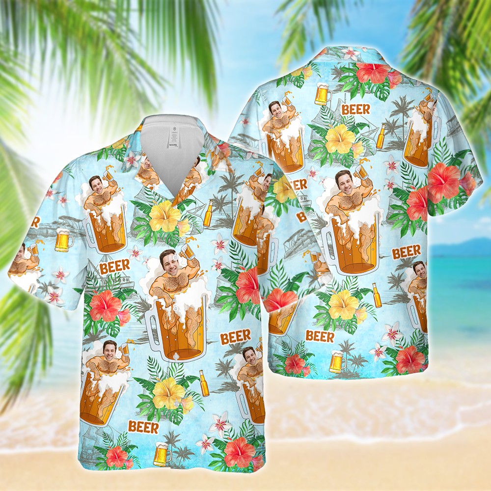 Custom Photo Beer Man Hawaiian Shirt Summer Gift For Beer Lovers CH07 895294