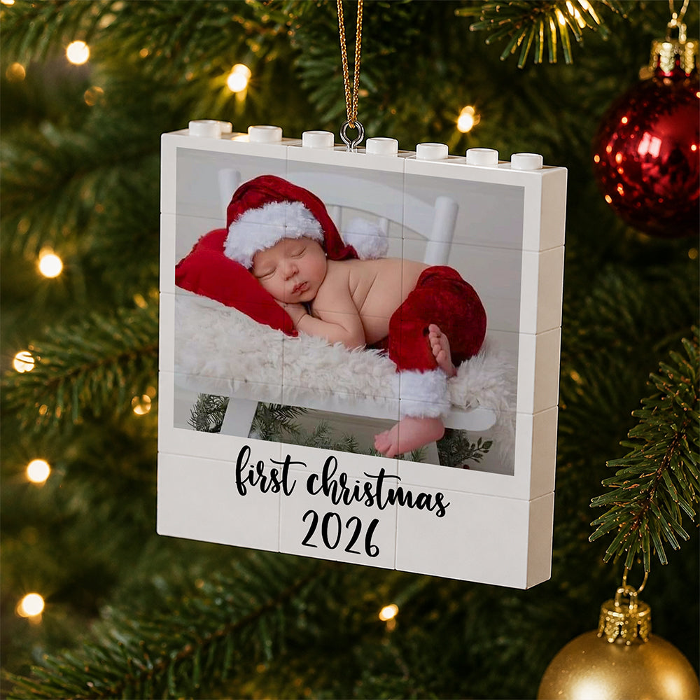 Custom Photo First Christmas Building Blocks Ornament TH10 170641