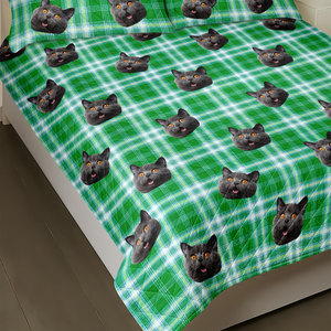 Custom Photo Cat With Christmas Pattern Quilt Bedding Set HA75 898230