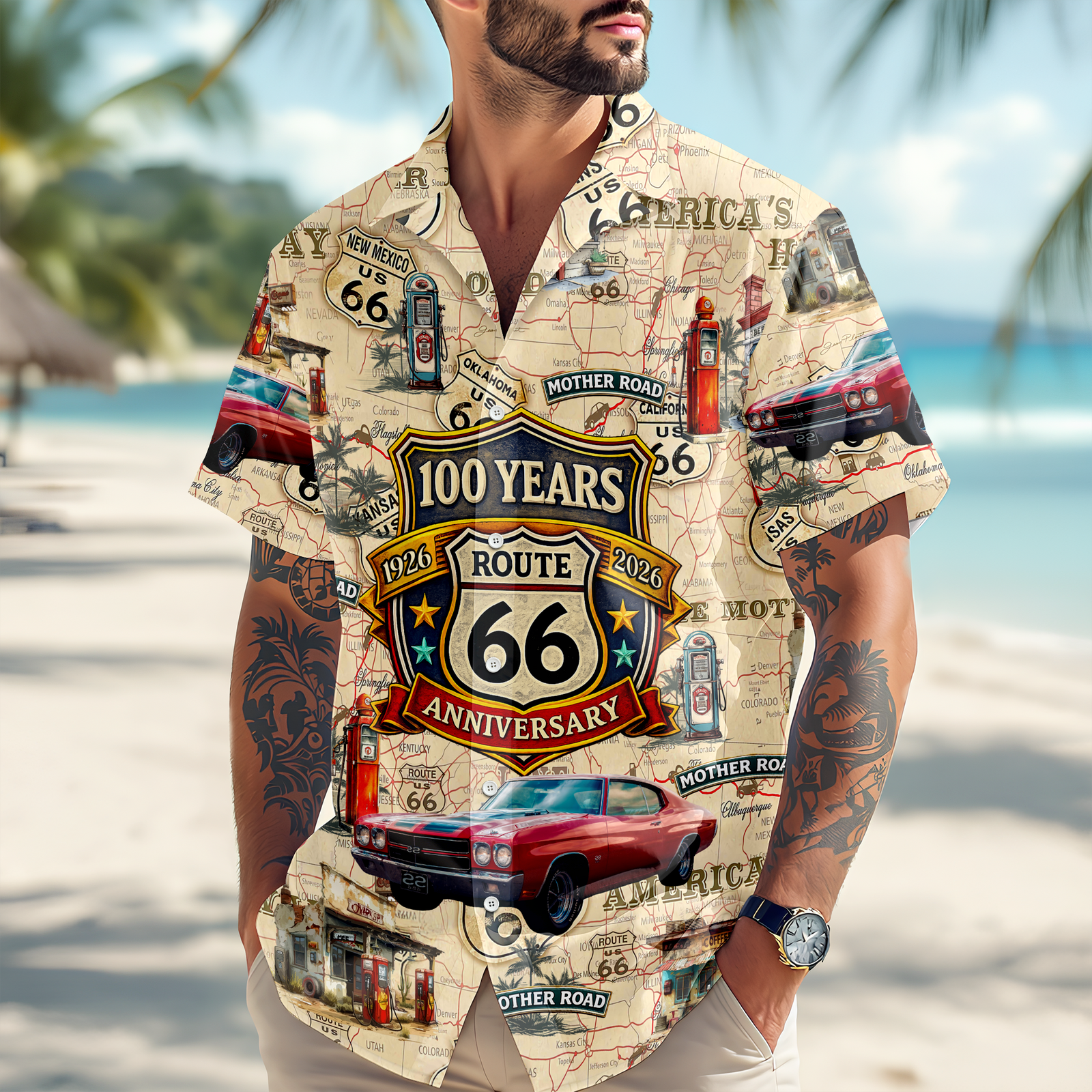 Custom Car Photo 100 Years of Route 66 Mother of Road Hawaii Shirt Car Lovers Gift CH07 910584