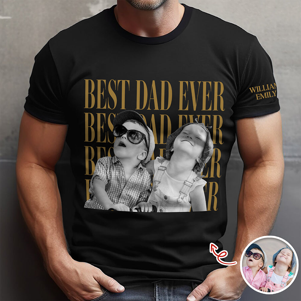 Personalized Vintage Photo Best Dad Mom Ever Short Sleeve Print Shirt HA75 921588