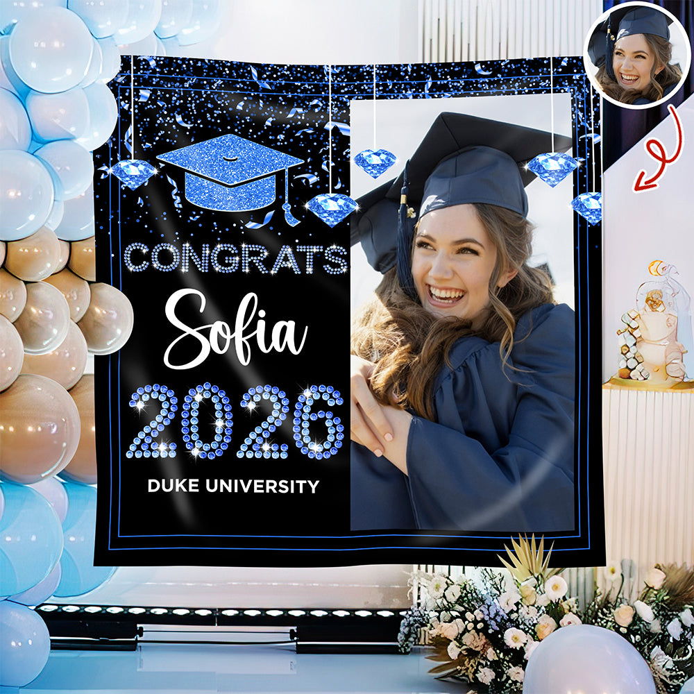 Personalized Congrats Class Of 2026 Backdrop Graduation Party Decor CH07 910824