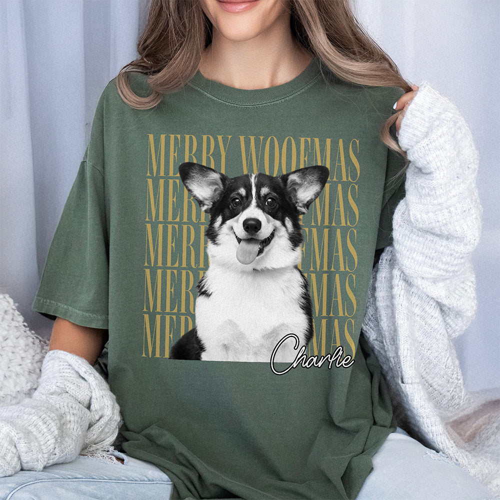 Personalized Vintage Dog Cat Photo Merry Christmas Comfort Shirt Gift For Dog Lovers HA75 922110