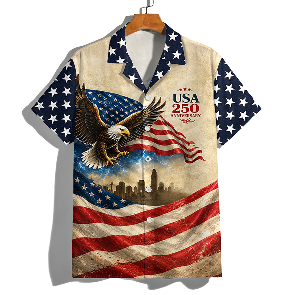 USA 250 Anniversary Patriotic Hawaii Shirt HA75 921620