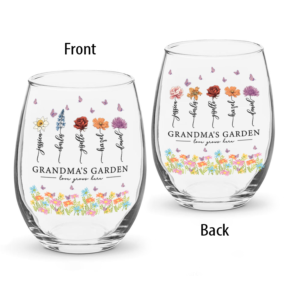 Grandma's Garden Love Grows Mother's Day Personalized Wine Glass LM32 893171