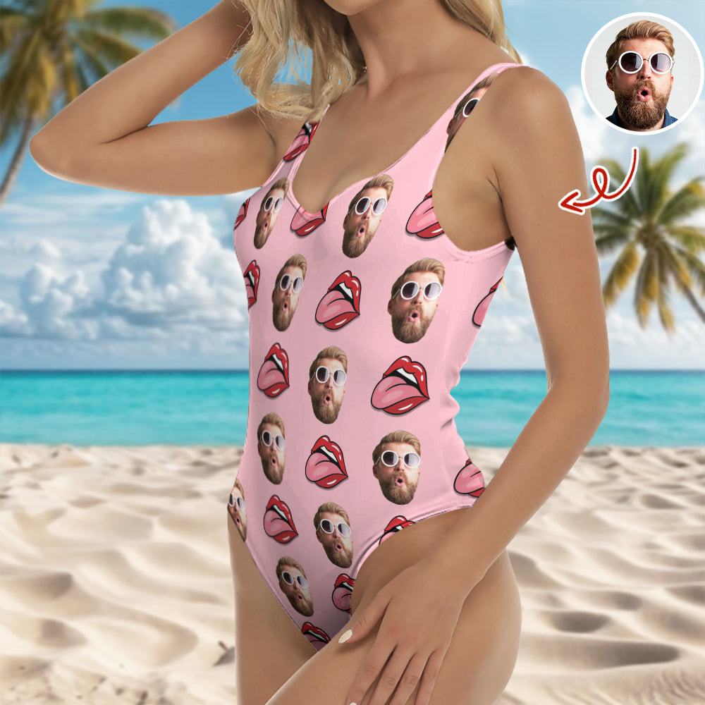 Custom Face With Red Lips Swimsuit Gift For Her LM32 899867