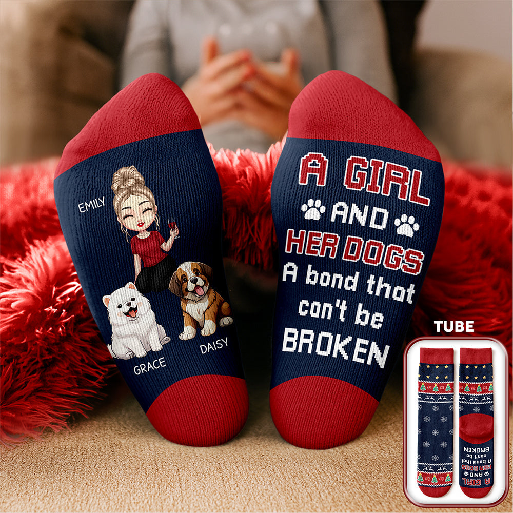 A Girl And Her Dog Christmas - Personalized Crew Socks HO82 900186