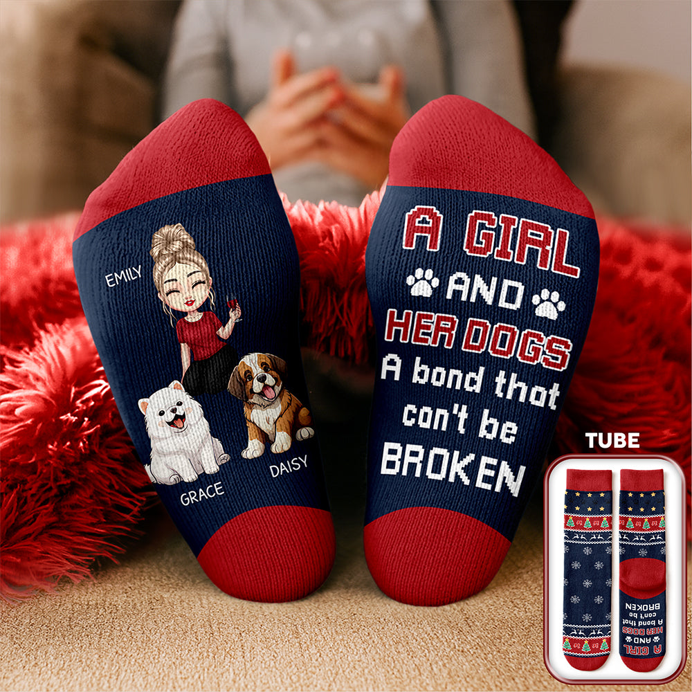 A Girl And Her Dog Christmas - Personalized Crew Socks HO82 900186