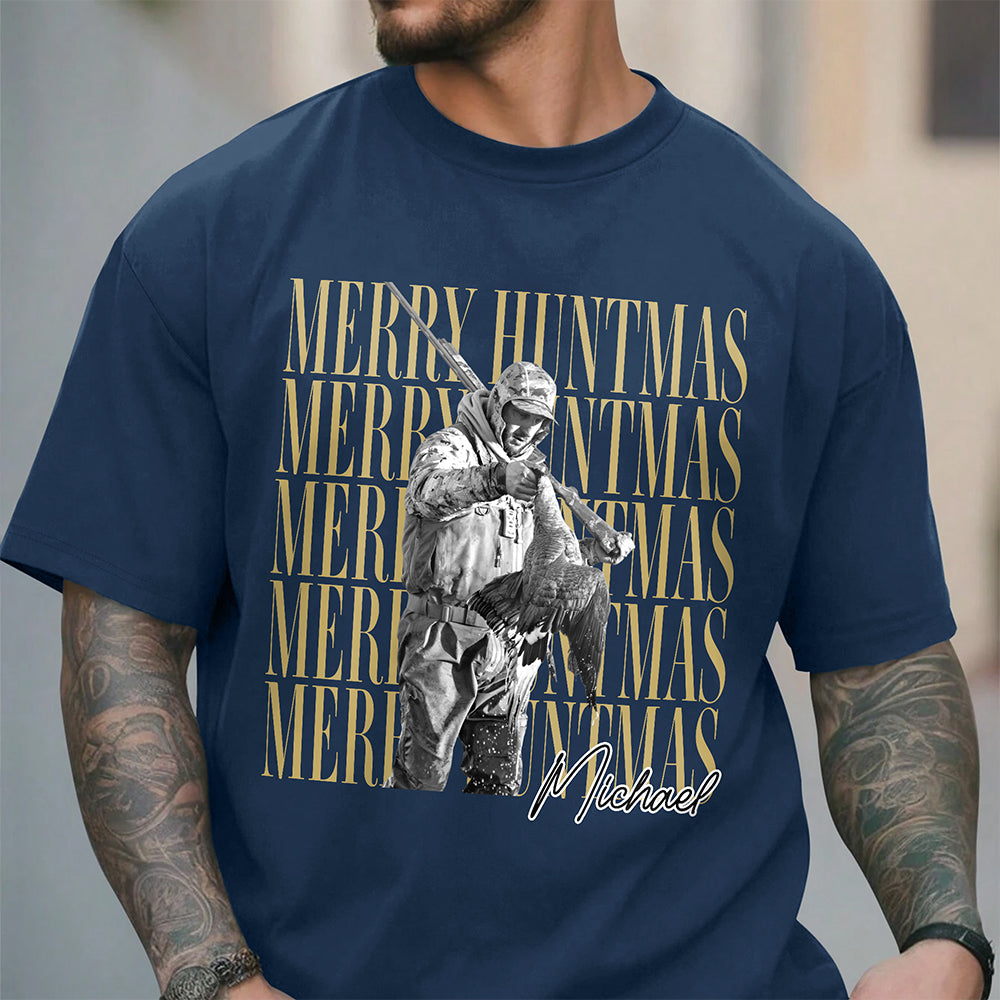 Personalized Vintage Photo Merry Huntmas Comfort Shirt Gift for Hunting Lovers HA75 922120