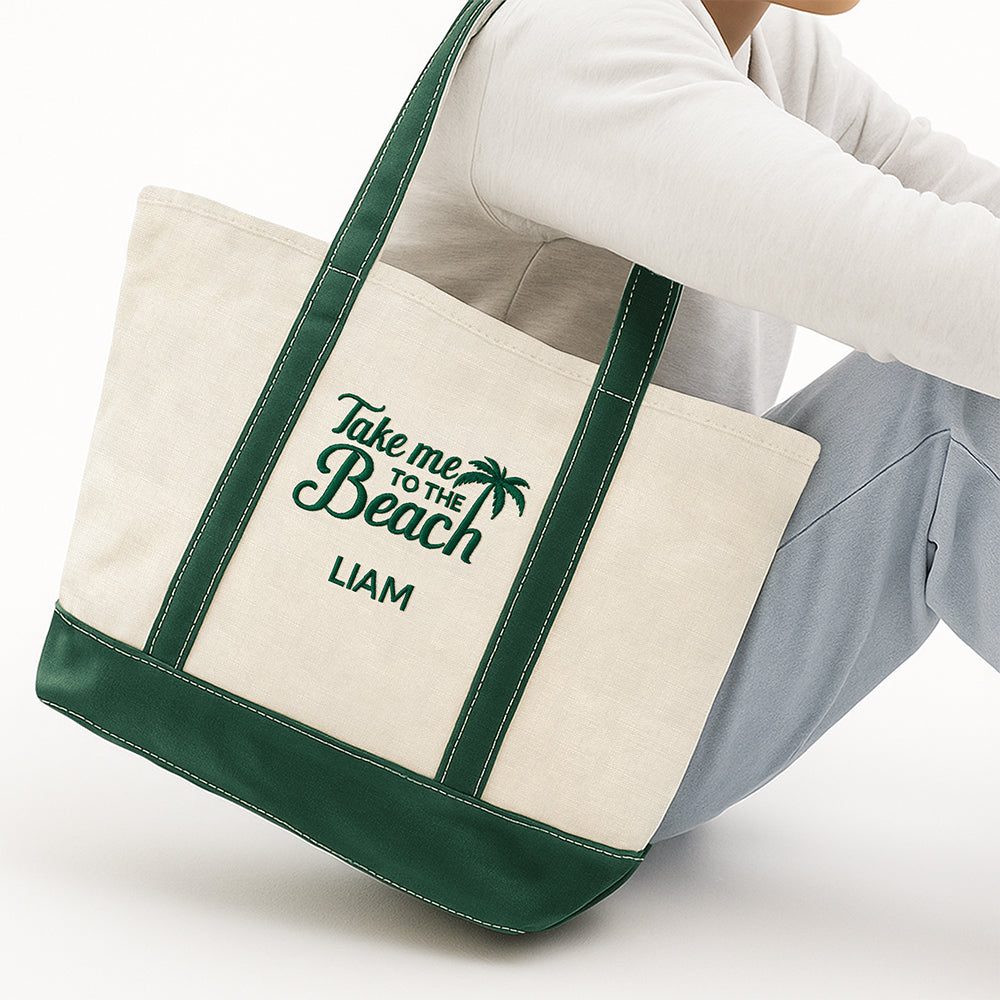 Personalized Take Me To The Beach Embroidered Monogram Beach Bag HO82 894250