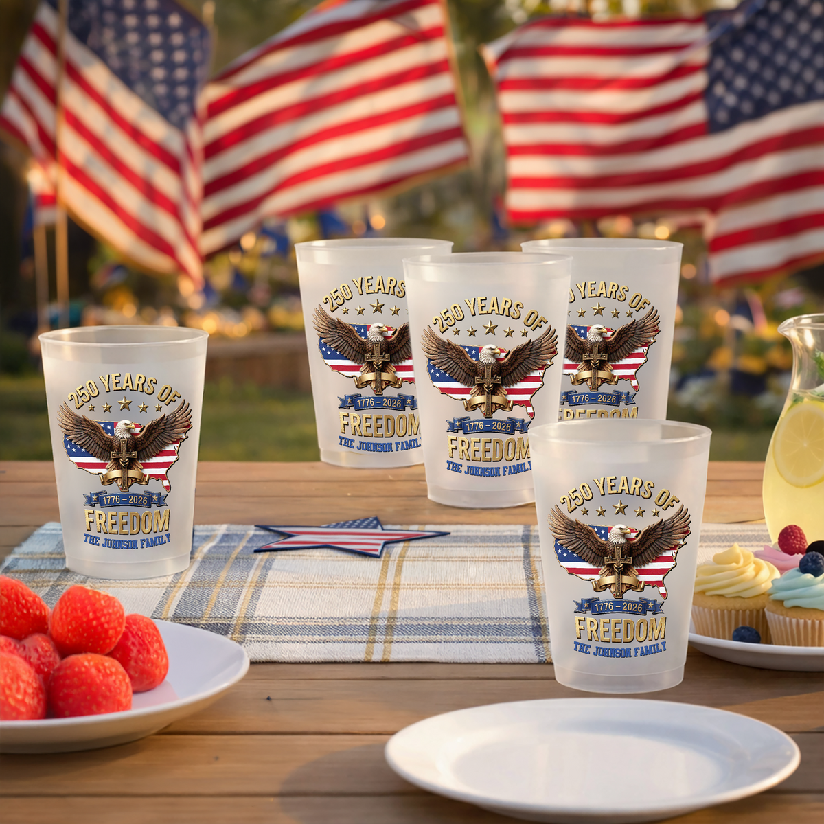 Custom Family Name 250 Years Of Freedom 1776-2026 Eagle Cups TH10 169701