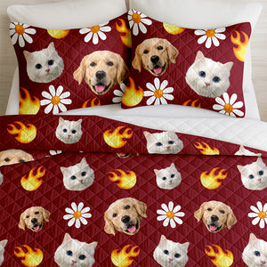 Custom Pet Photo Accessories Pattern Dog Cat Quilt Bedding Set HO82 900490