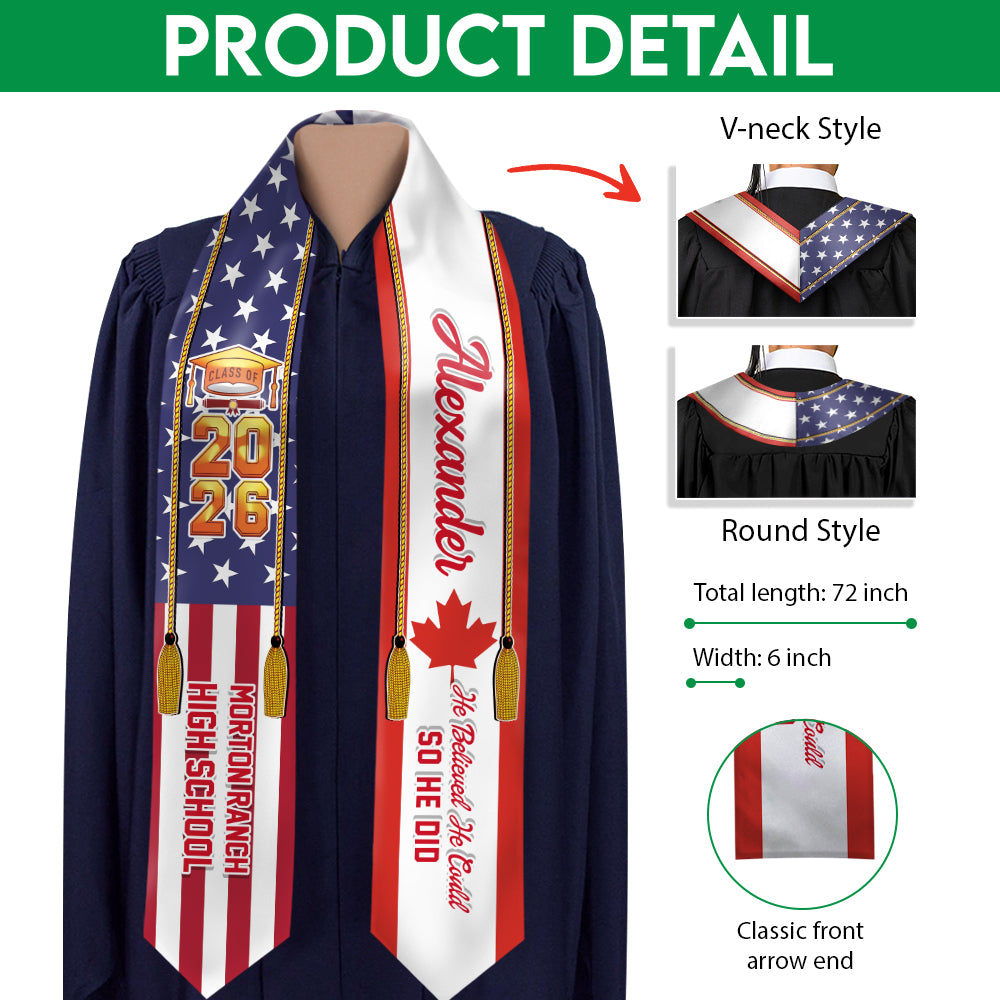 Country Flag Class of 2026 - We Are So Proud of You Stoles Sash, Graduation Gift, Senior Gift CH07 910056