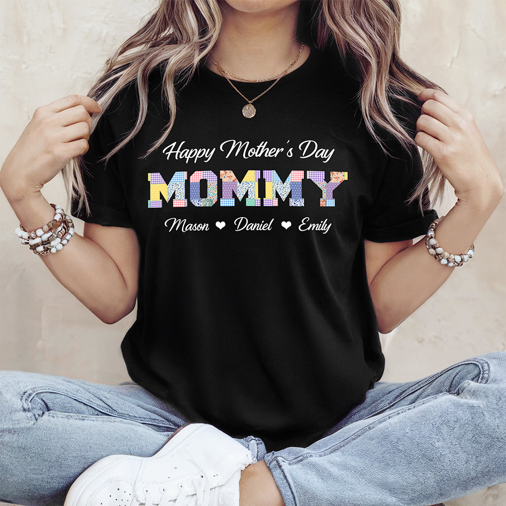 Grandma Title Patchwork Personalized Dark Shirt Happy Mother's Day Gift HA75 920704