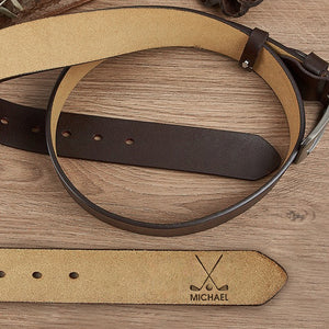 Personalized Name Engraved Leather Belt Gift For Golf Enthusiast, Golfers And Coaches HO82 900888