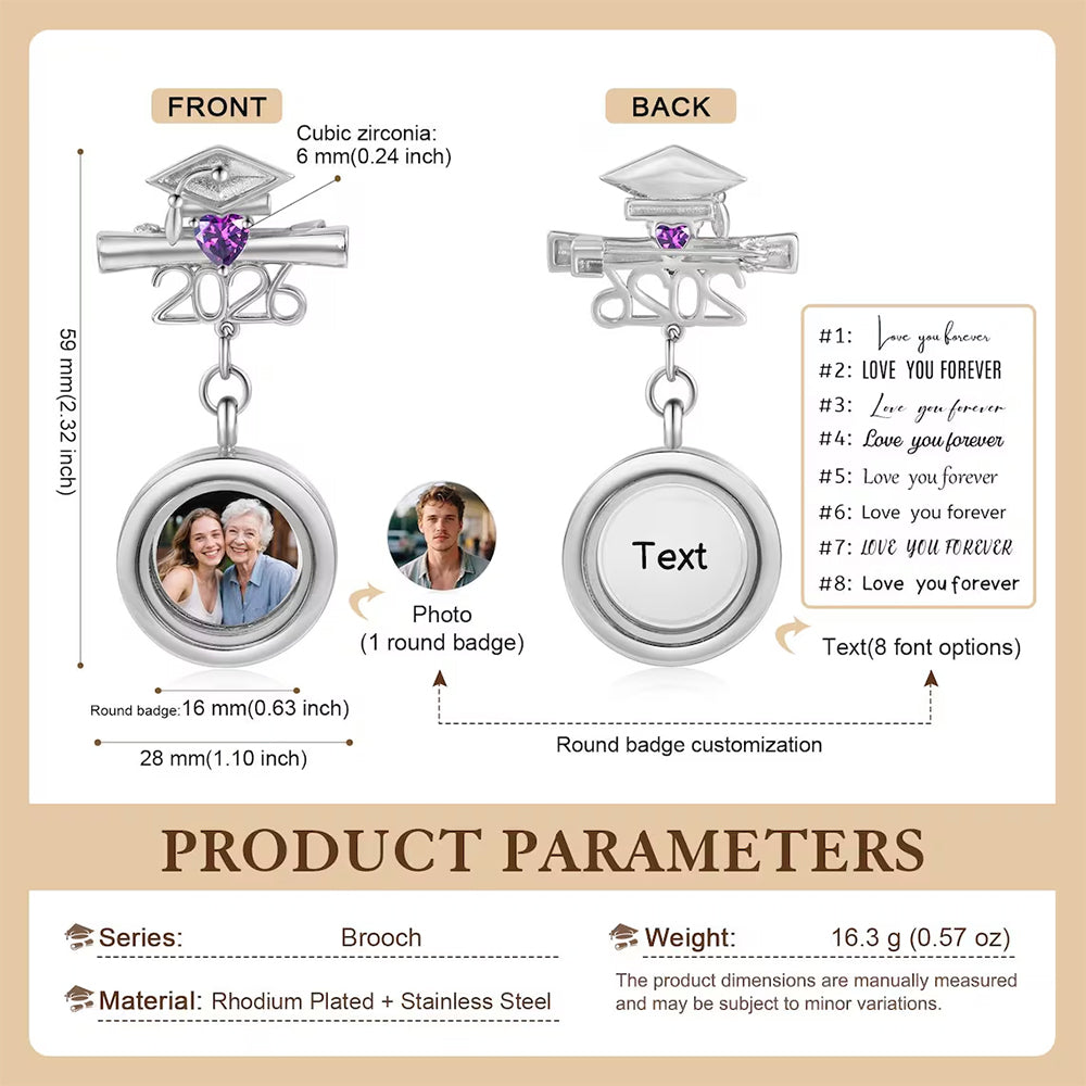 Custom Memorial Photo Walking With You Today and Always Graduation Birthstone Grad Gown Pin HA75 921078