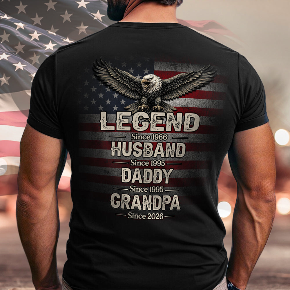 Personalized Legend, Husband, Daddy since American Flag Back Dark Shirt - Father's Day Gift HA75 920860
