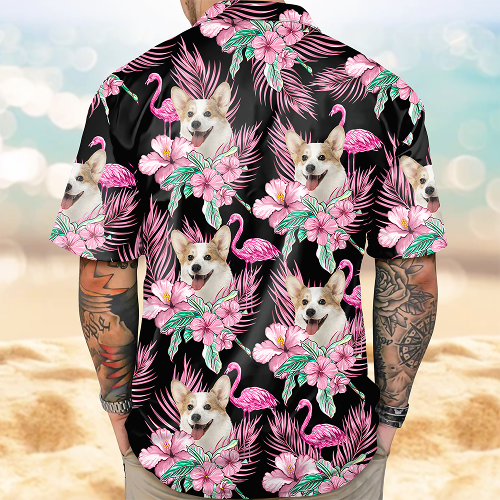 Custom Funny Photo Dog Flamingo Hawaii Shirt HA75 892226