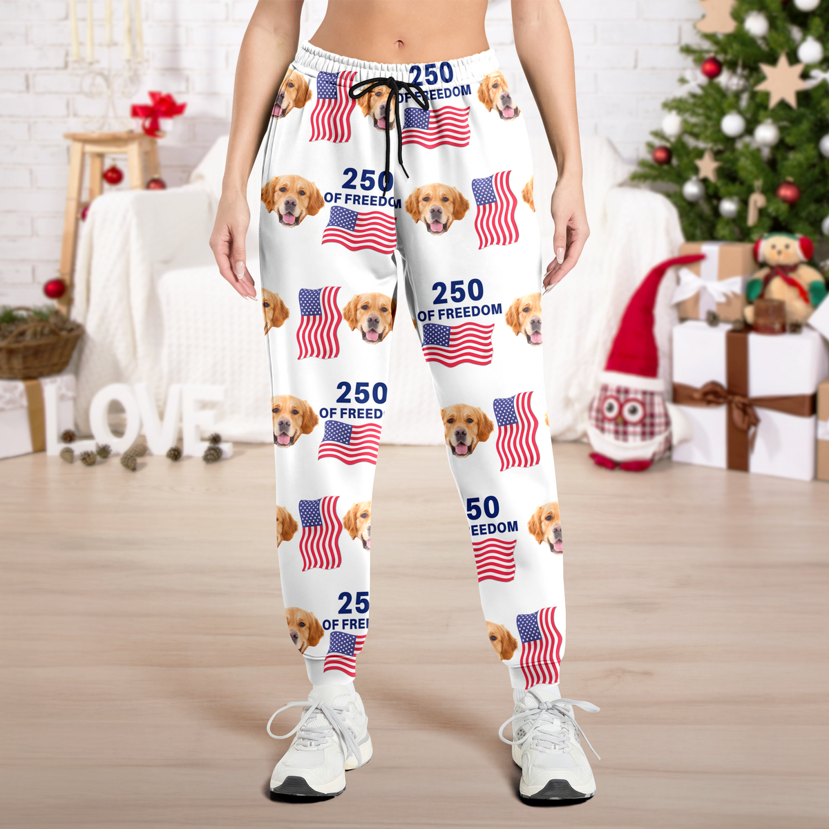 Custom Cute Dog Photo America 250 Years Of Freedom Sweatpants LM32 895849