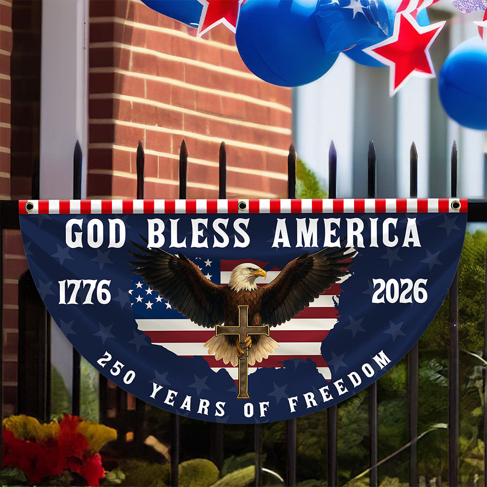 God Bless America 1776-2026 250 Years Of Freedom Eagle Non-Pleated Fan Flag HO82 902770