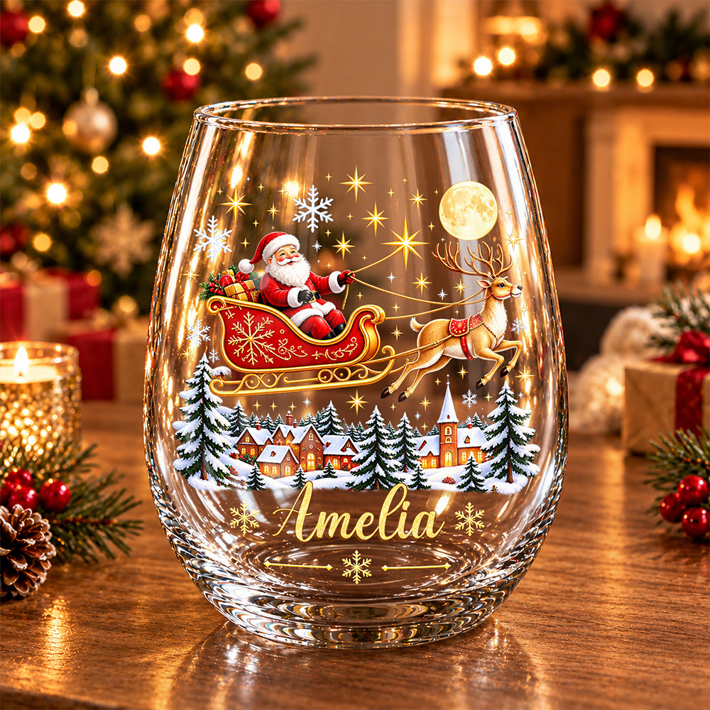 Personalized Christmas Stemless Wine Glass Gift For Family CH07 180970