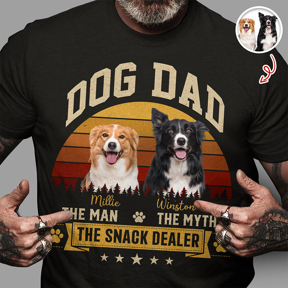 Custom Photo Dog Dad The Man The Myth The Snack Dealer Dark Shirt HO82 902504