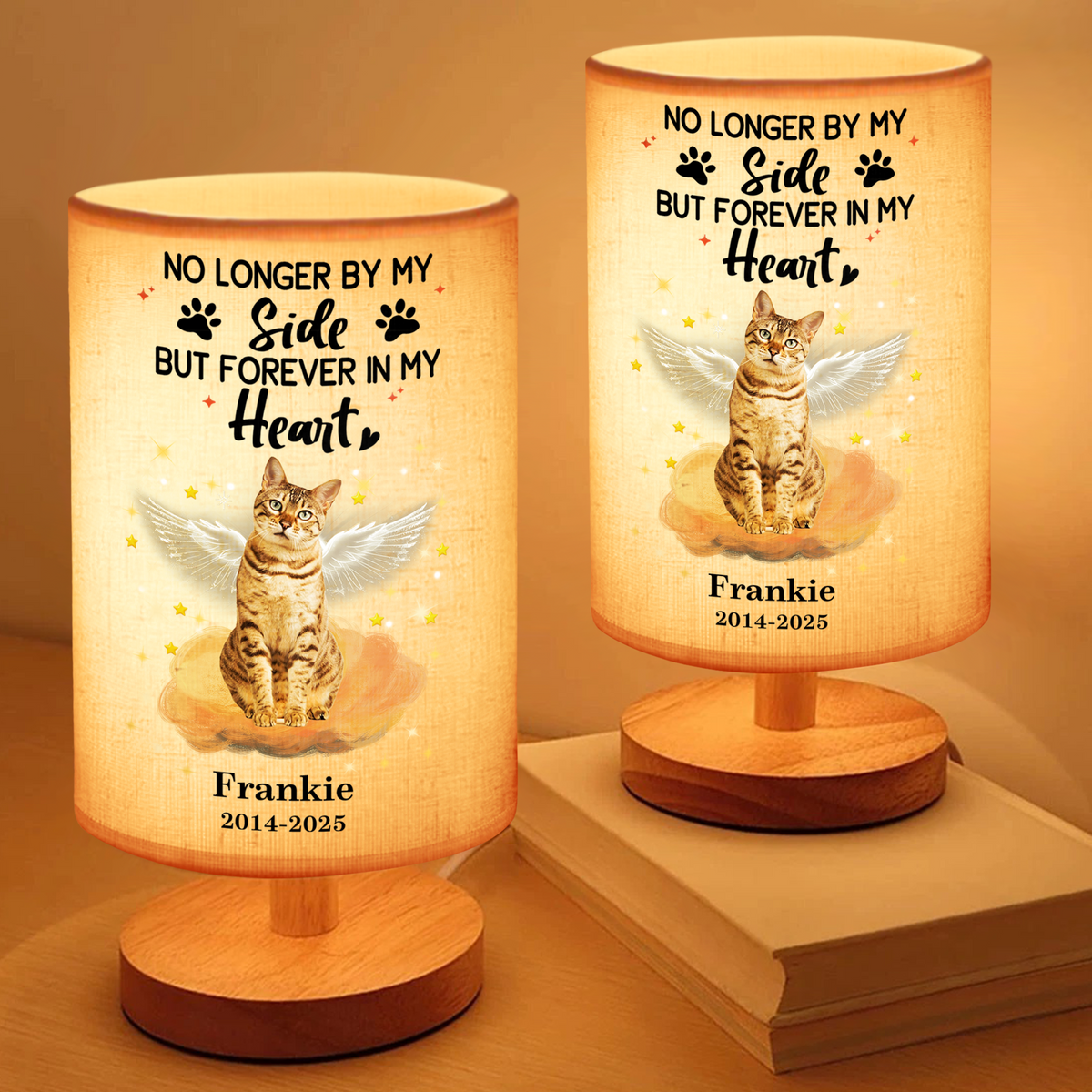 Custom Photo Your Light Will Always Shine In My Heart Cat Memorial Fabric Lamp HA75 892352
