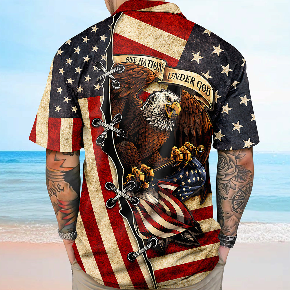 One Nation Under God Patriotic Hawaii Shirt HA75 921612