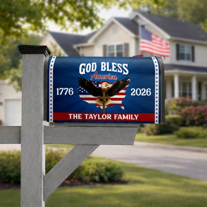 Custom 250th Anniversary God Bless America Eagle 1776–2026 Patriotic Mailbox Cover HA75 898944