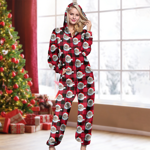 Custom Photo With Christmas Pattern Onesie Pajamas For Cat Lovers HO82 893222