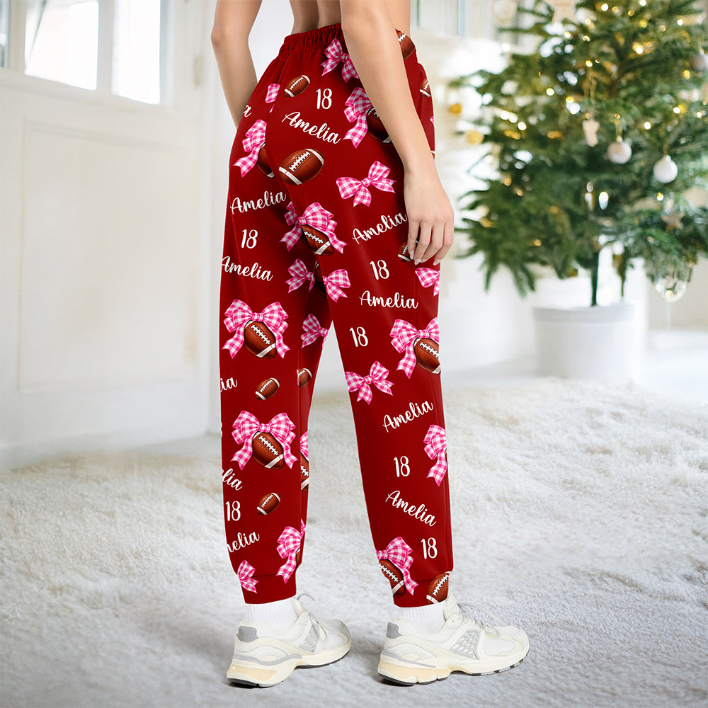 Personalized Coquette Bow Football Sweatpants Gift For Her HA75 919486