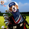 Custom Pet Photo Golf Ball Pattern With America Flag Golf Head Cover HO82 902454