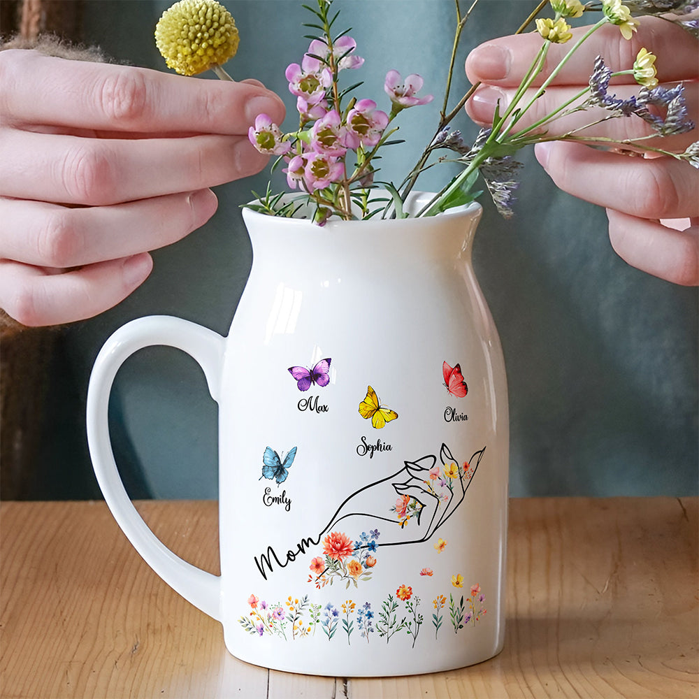 Custom Kids Name Butterfly Floral Vase – Personalized Mother’s Day Gift for Mom, Grandma LM32 899397