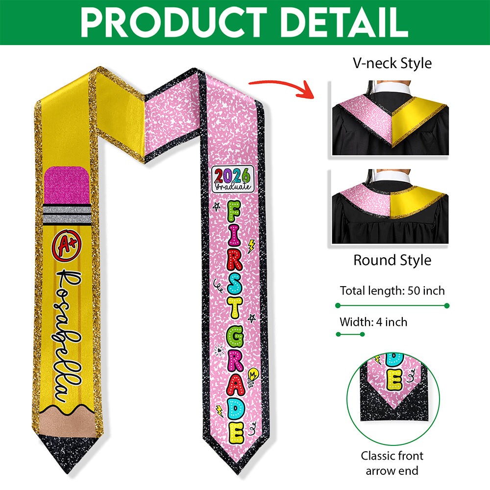 Personalized Cute Pencil 2026 Graduation Kid Stole HO82 901632