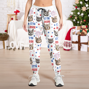 Custom Dog Cat Photo Firework USA Red White Blue Matching Sweatpants LM32 895851