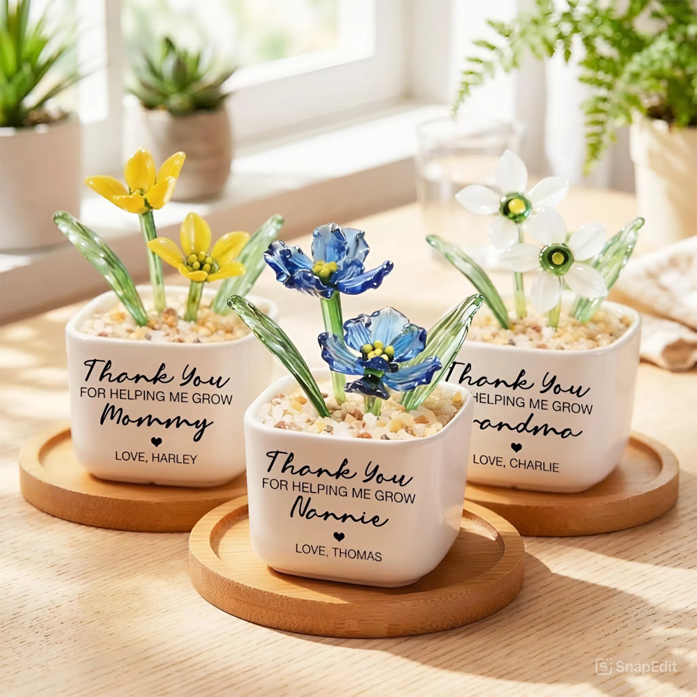 Personalized Tulip Glass Flower Pot - Unique Birthday Gift For Mother, Happy Mother's Day HA75 920800