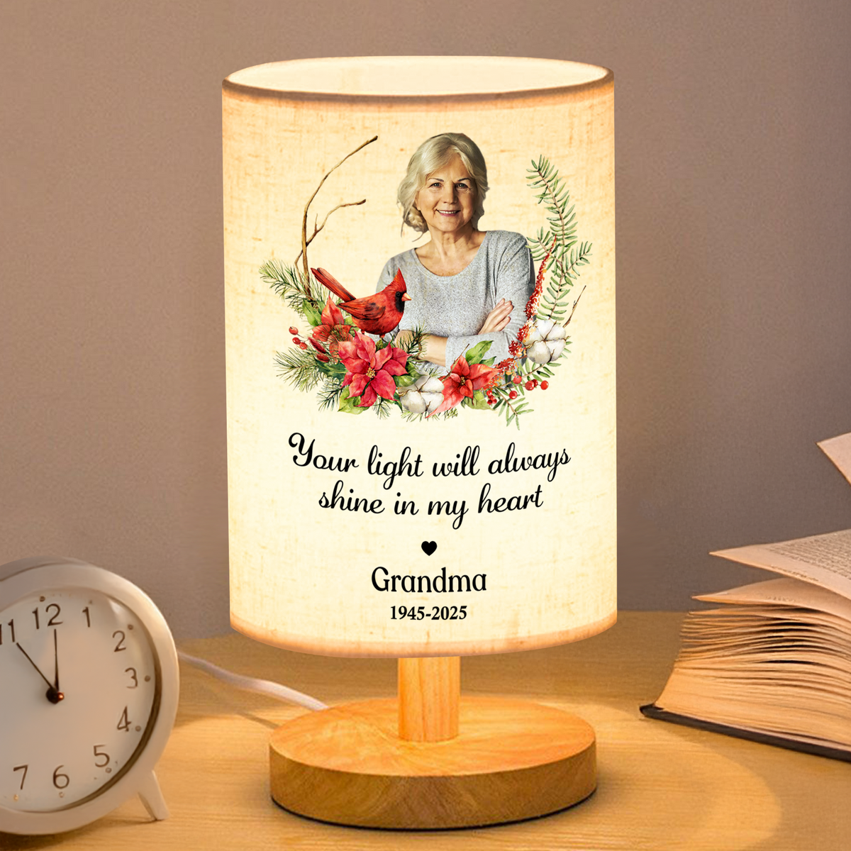 Custom Photo You Will Remain In Our Hearts Forever Memorial Fabric Lamp HA75 892360