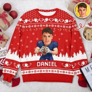 Custom Photo American Football Player Ugly Sweater Christmas Gift For Football Lovers CH07 899672