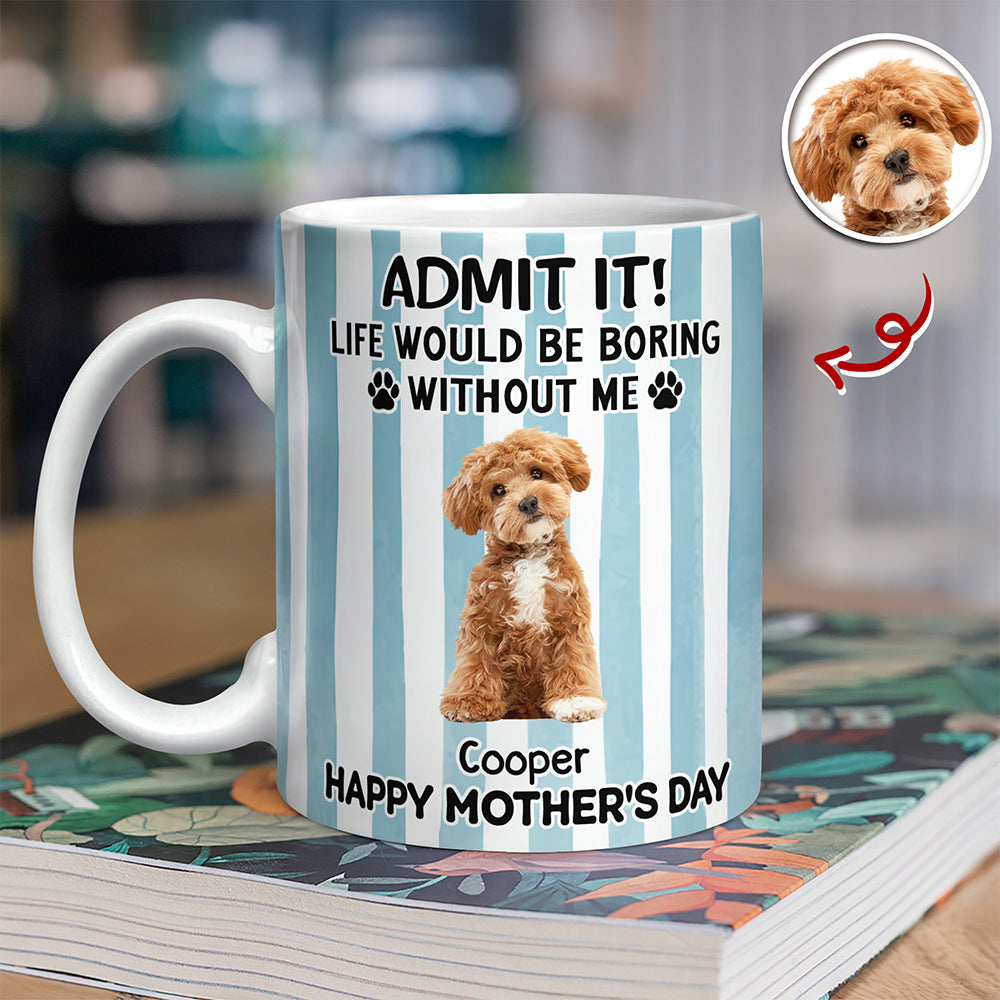 Custom Pet Photo Life Would Be Boring Without Me Dog Mug Mother's Day Gift HA75 920714