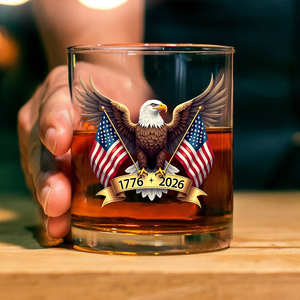 American Eagle and US Flag 250th Birthday USA Whiskey Glass HO82 900354