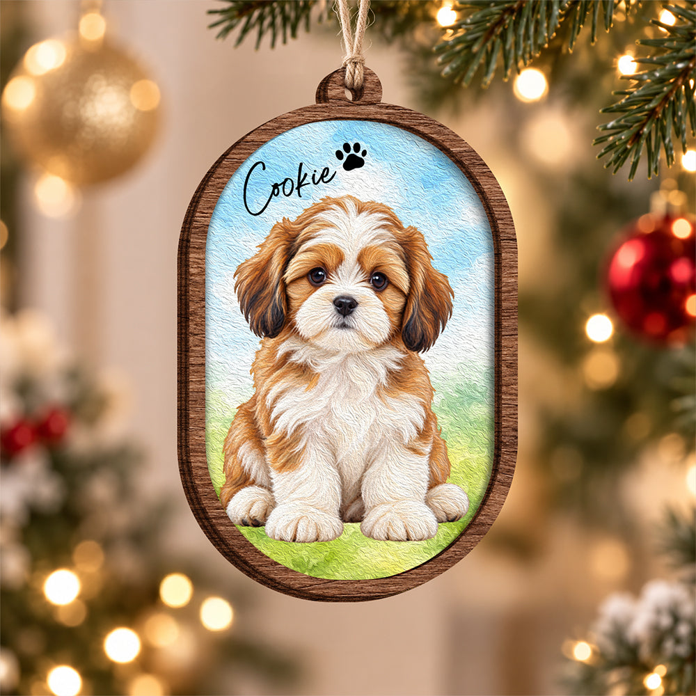 Custom Dog Photo Christmas 2 Layers Wooden Ornament LM32 670197