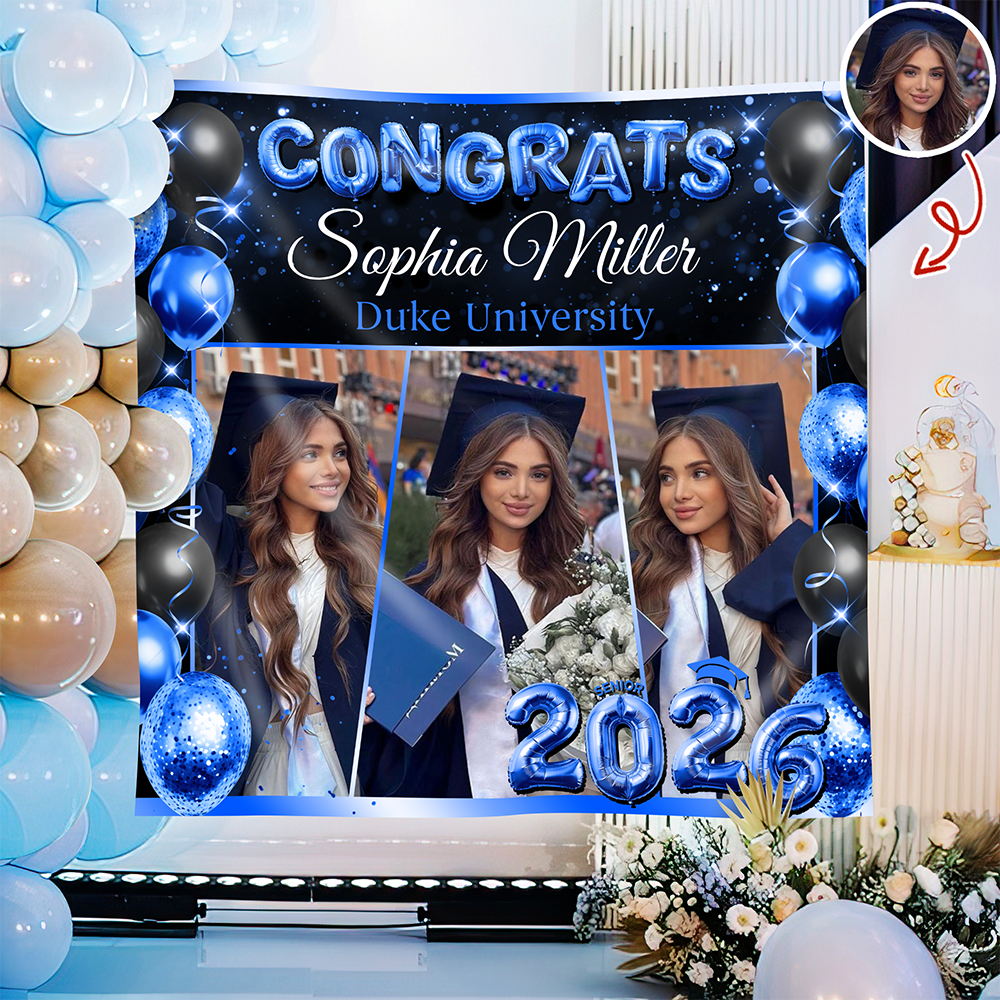 Custom Photo Congrats 2026 Graduation Balloons Backdrop HA75 920468