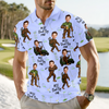 Custom Photo Best Dad By Par Golf Polo Shirt Personalized Funny Faces Bigfoot Golf Shirt For Dad CH07 910858