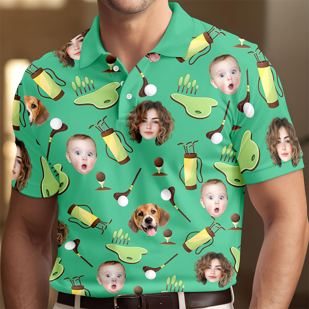 Custom Face Golf Polo Shirt Gift For Golfers, Gift For Dad, Husband HA75 898688