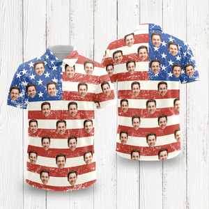 Custom Funny Face US Flag Golf Polo Shirt Gift For Golfer, Golf Lovers HA75 898686